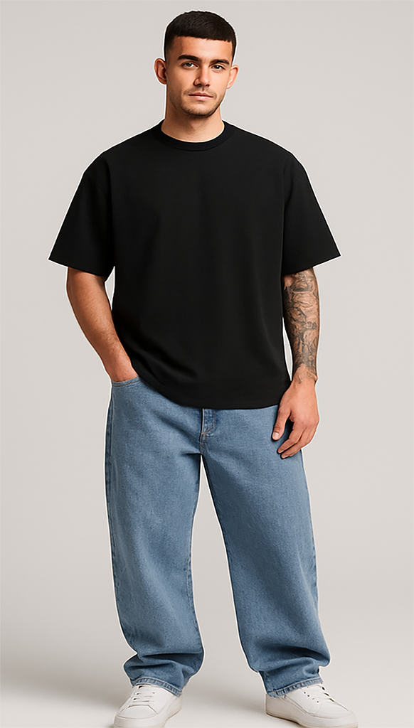 BLACK SOLID OVERSIZED T-SHIRT
