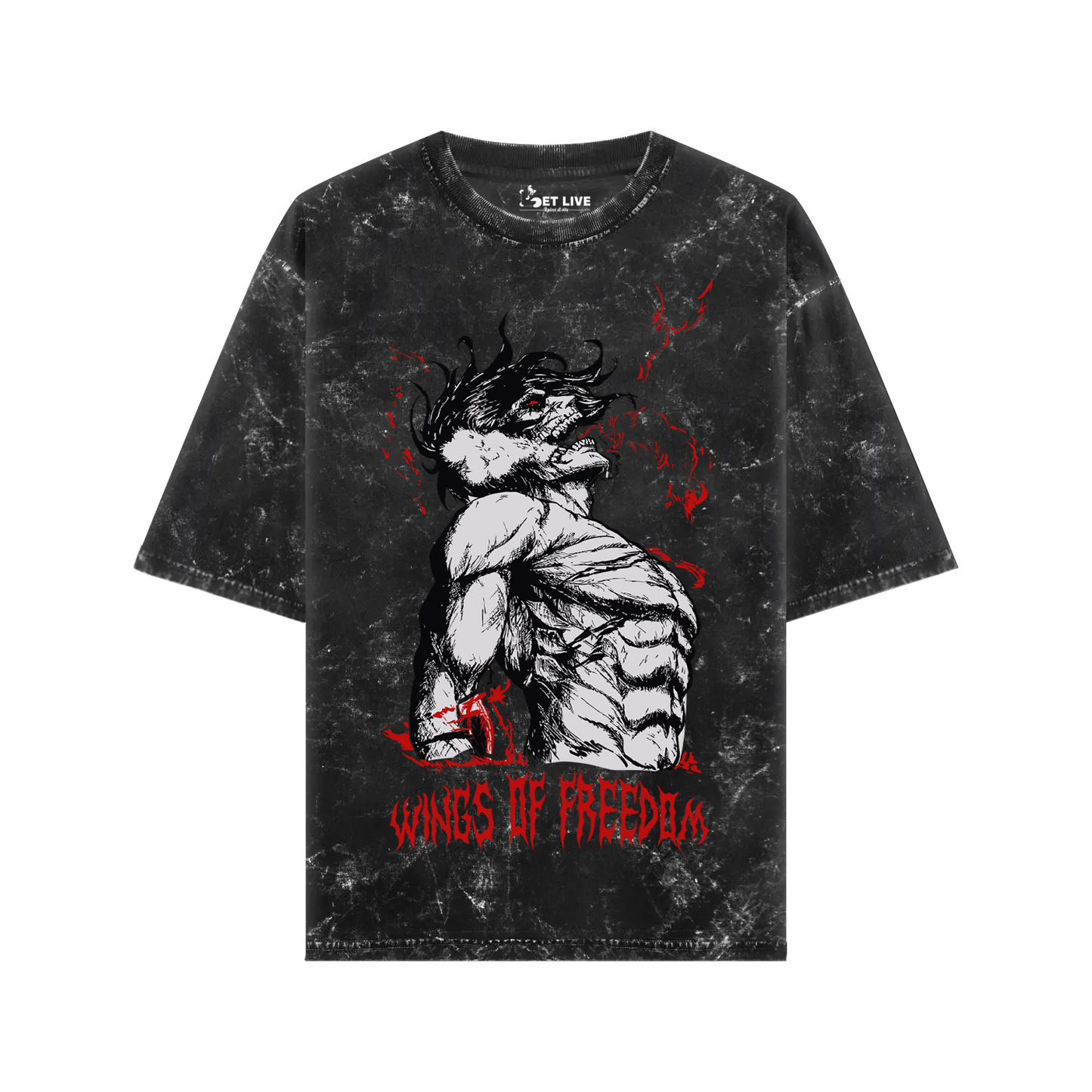 WINGS OF FREEDOM ACID WASH OVERSIZED T-SHIRT
