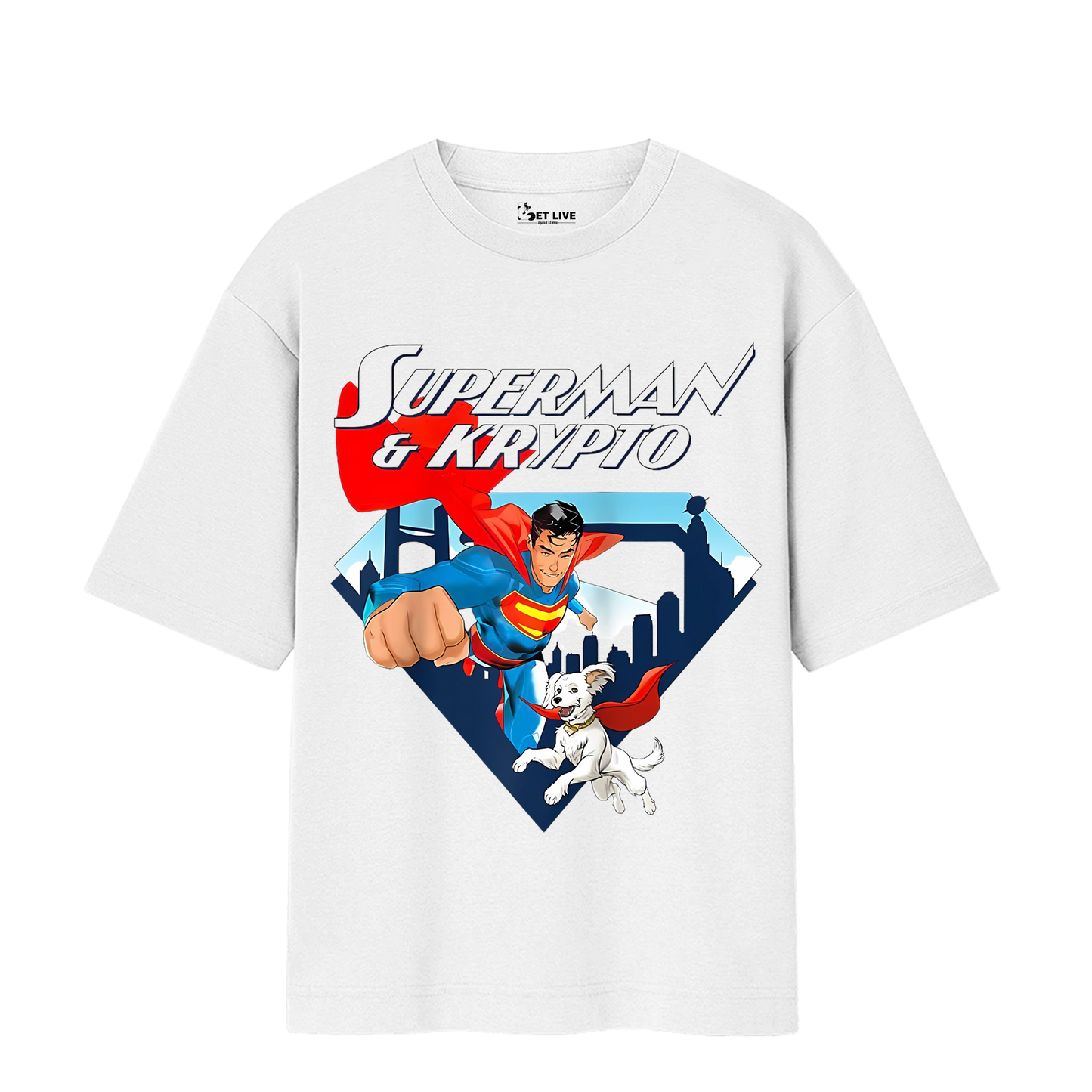 SUPERMAN AND KRYPTO OVERSIZED T-SHIRT