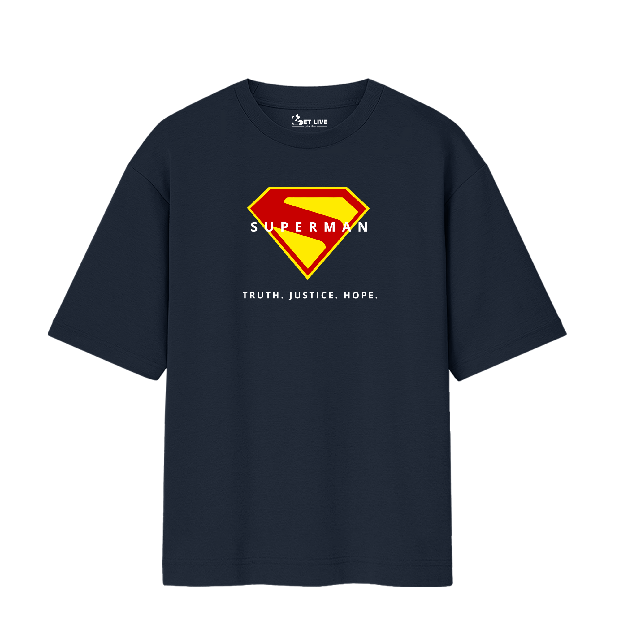 TRUTH JUSTICE HOPE SUPERMAN OVERSIZED T-SHIRT