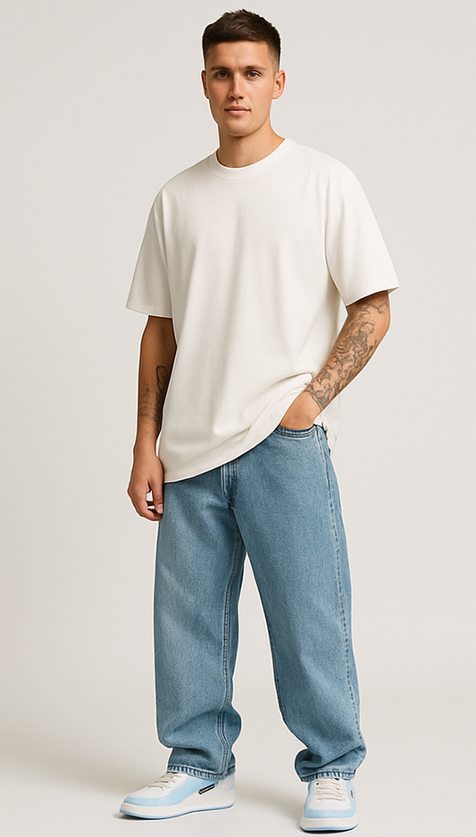 WHITE SOLID OVERSIZED T-SHIRT