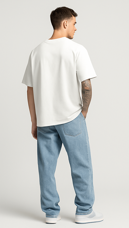 WHITE SOLID OVERSIZED T-SHIRT