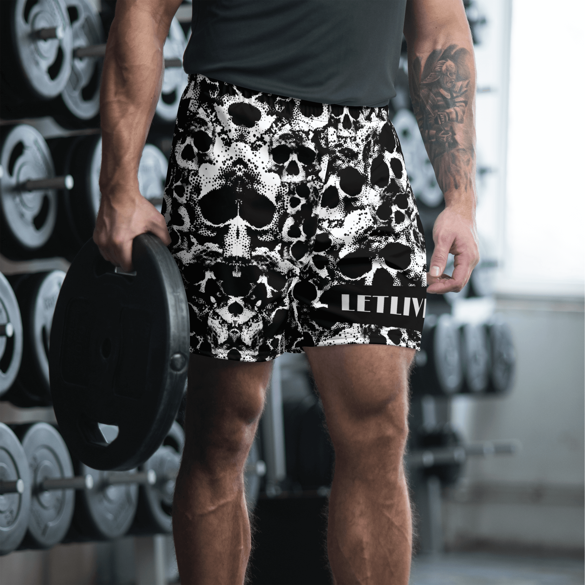 SKULL PATTERN SPORT SHORTS