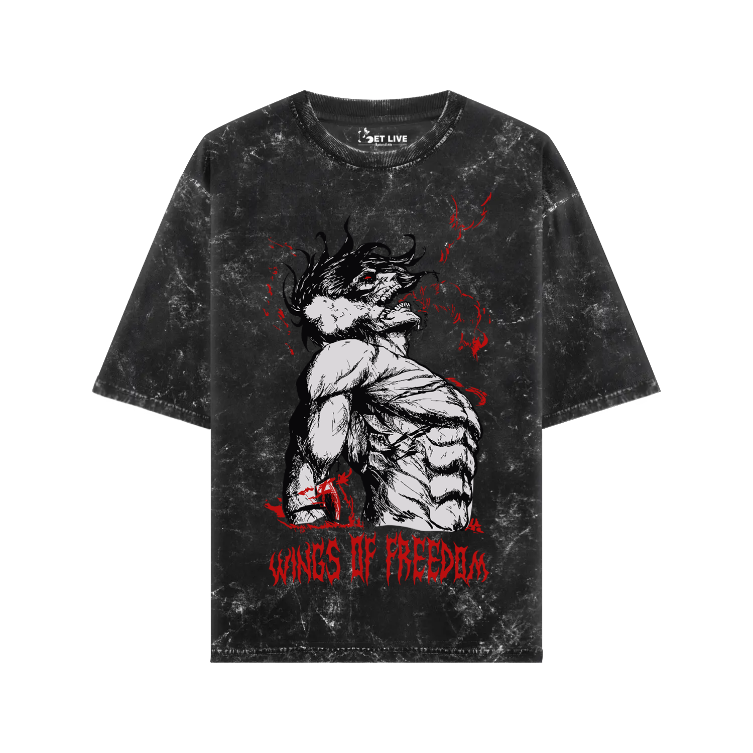 WINGS OF FREEDOM ACID WASH OVERSIZED T-SHIRT