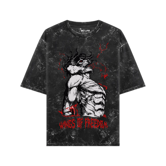WINGS OF FREEDOM ACID WASH OVERSIZED T-SHIRT