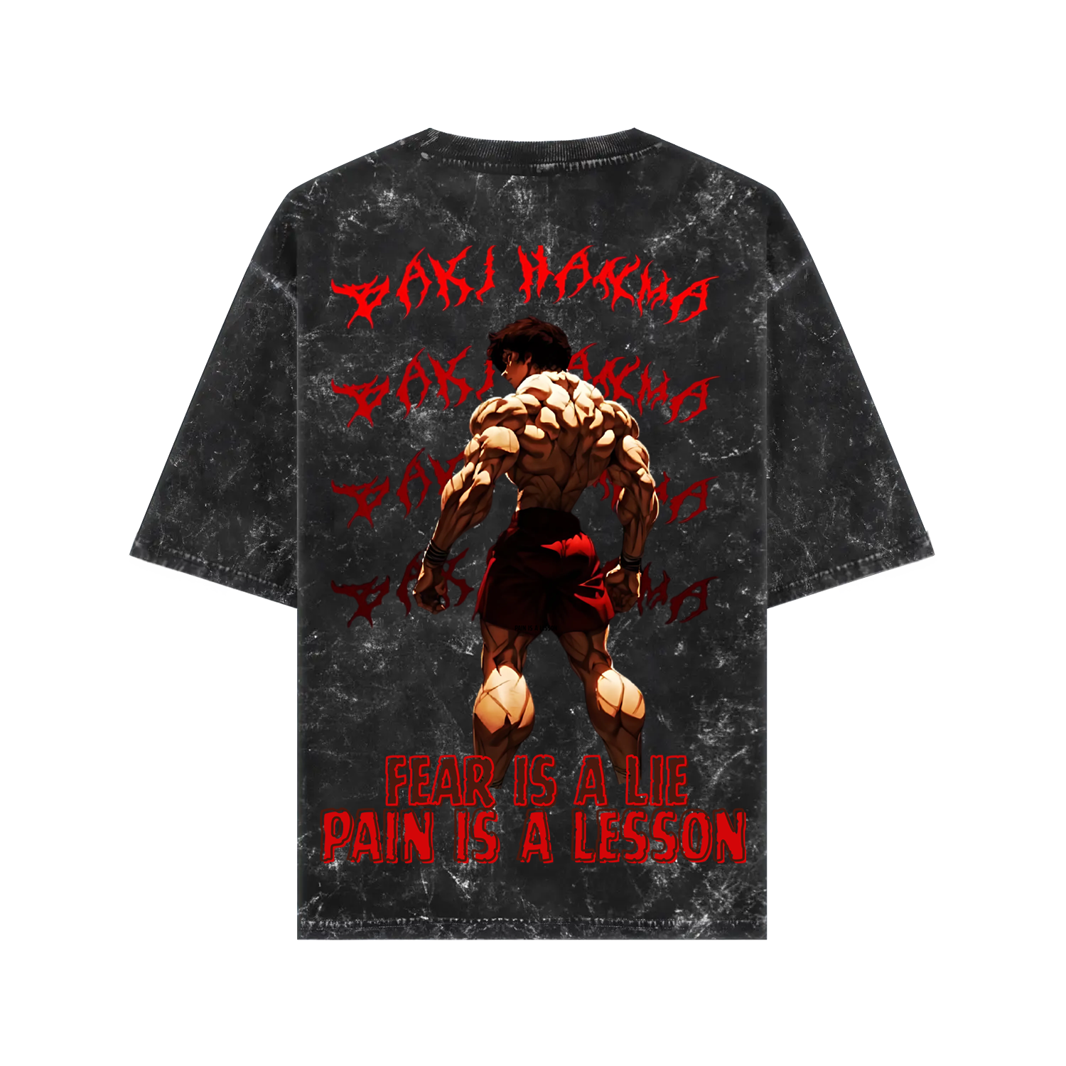 BAKI HANMA ACIDWASH OVERSIZED T-SHIRT