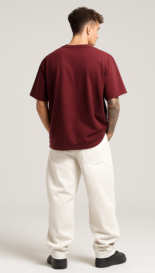 MARRON SOLID OVERSIZED T-SHIRT