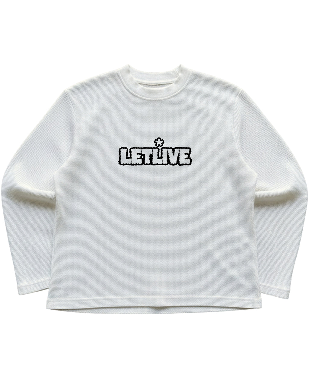 Off-white waffle knit oversized full-sleeve Front Design