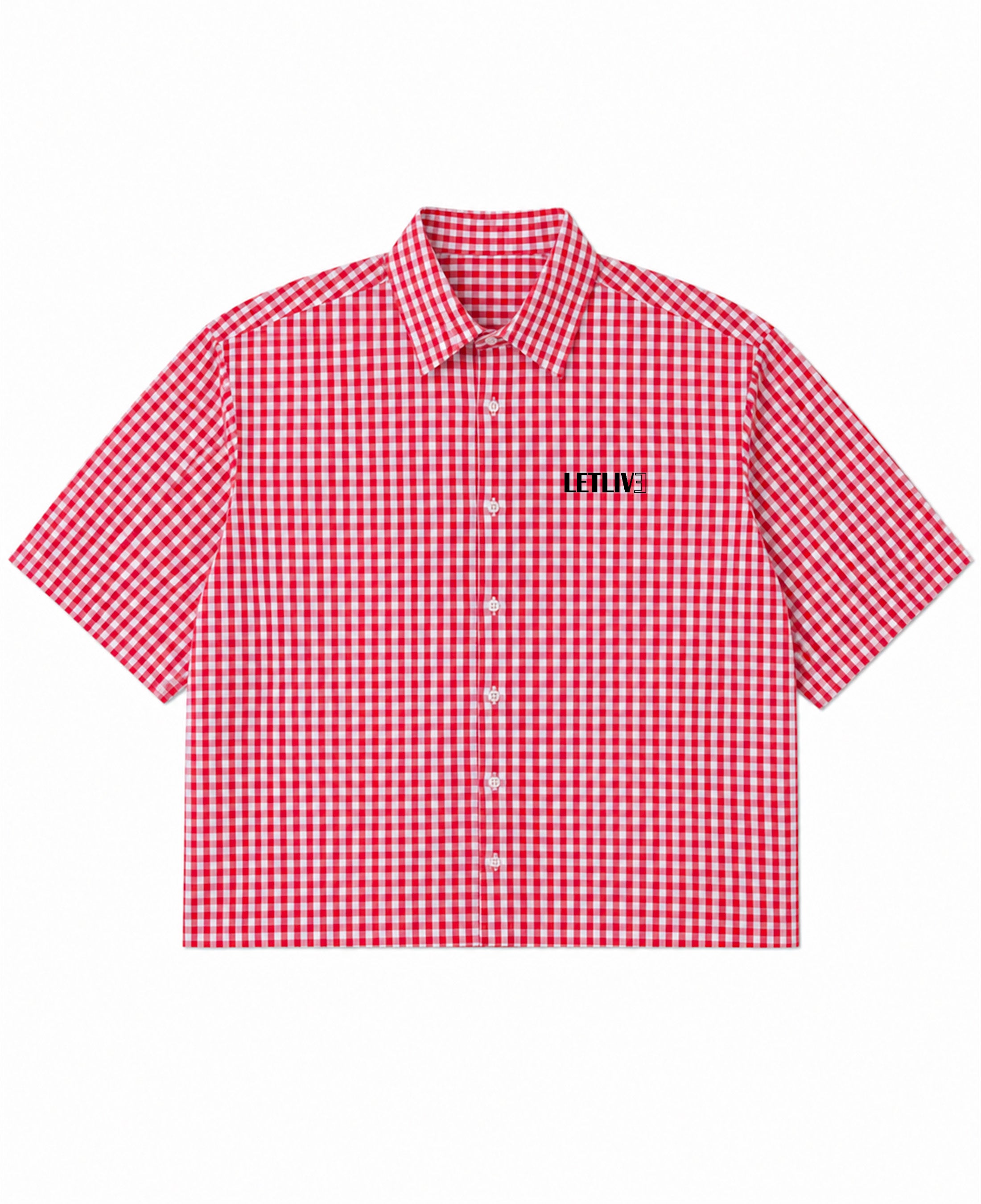 Red Picnic Oxford Boxy Shirt Front Design
