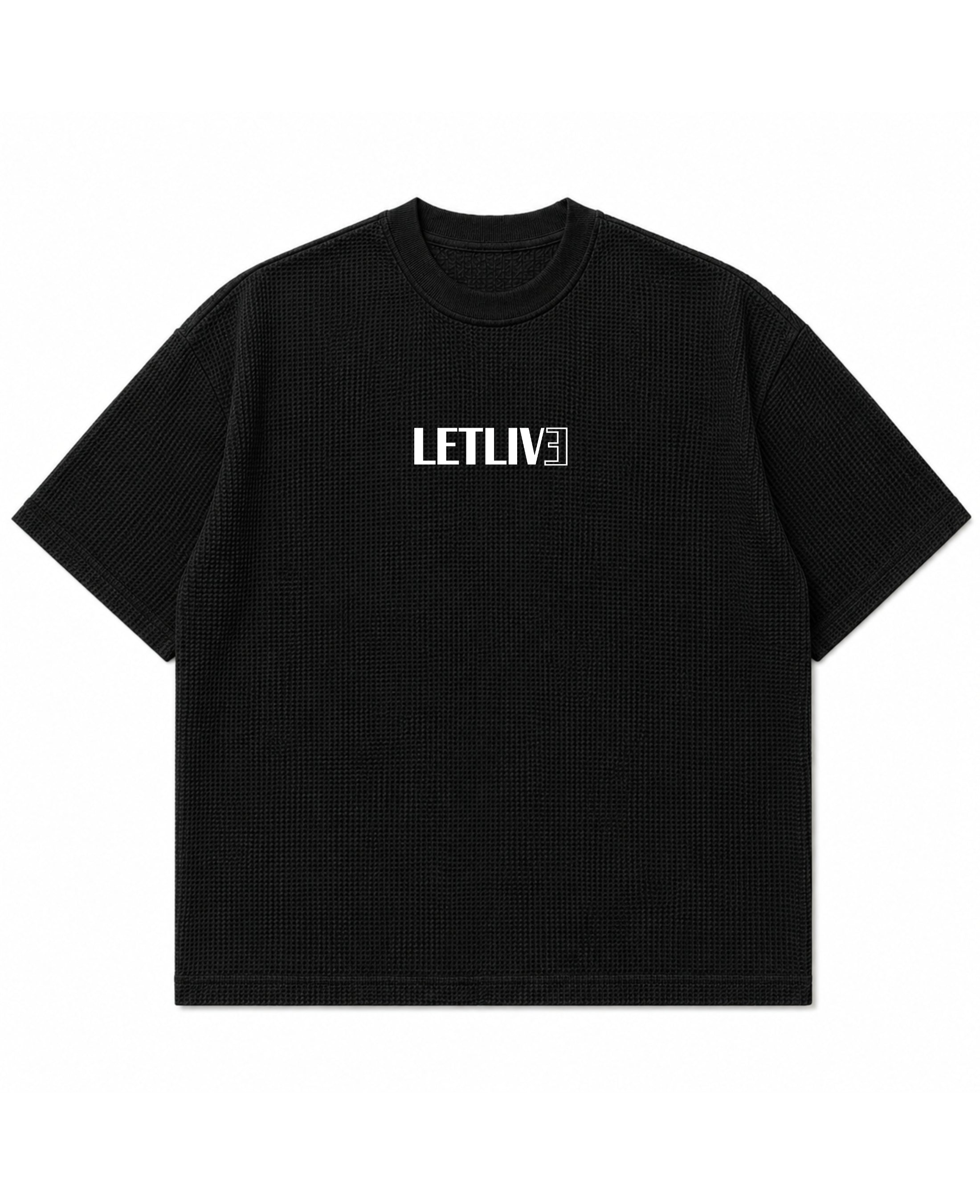Black waffle boxy fit Front Design