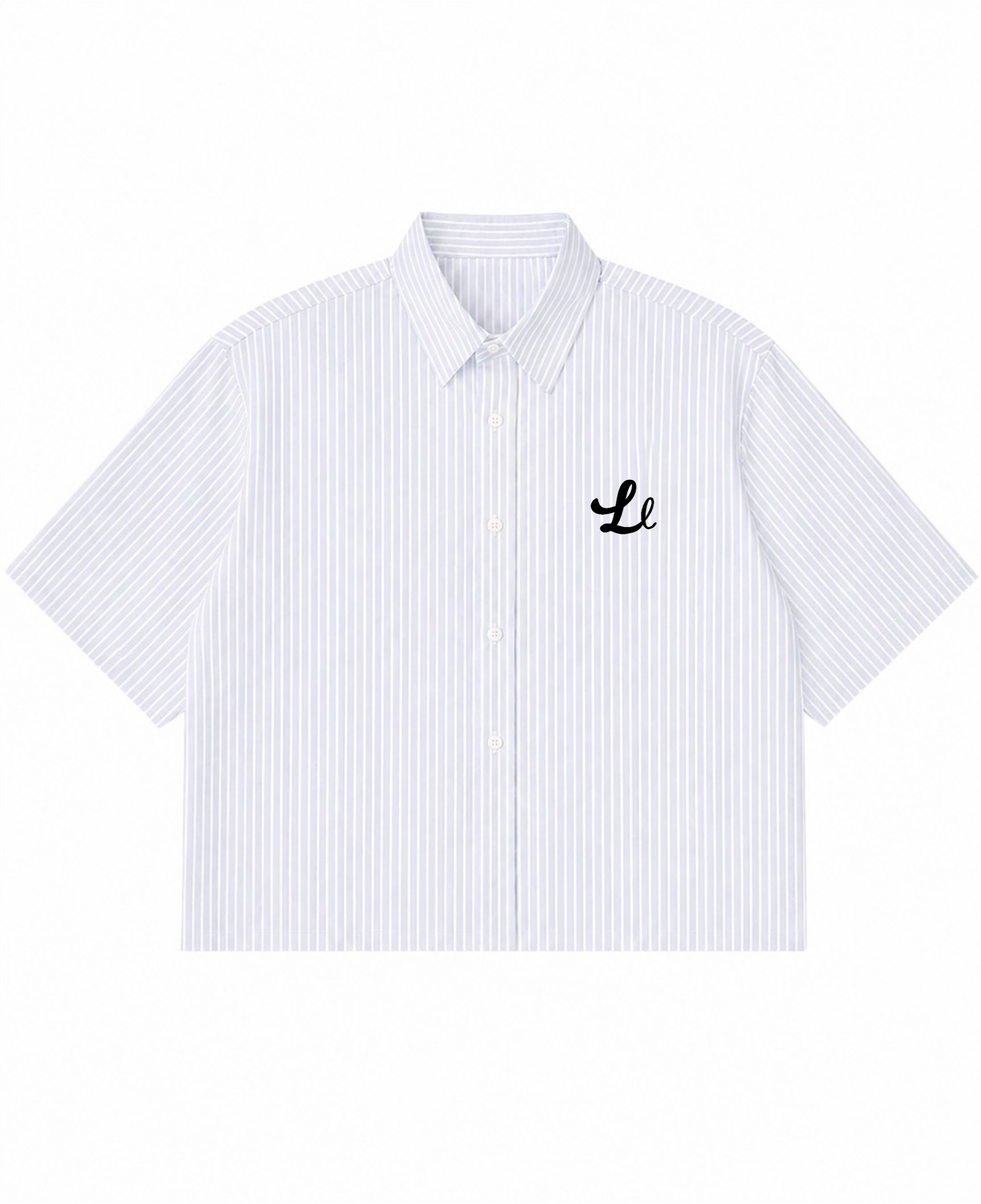 Blue Striped Oxford Boxy Shirt Front Design