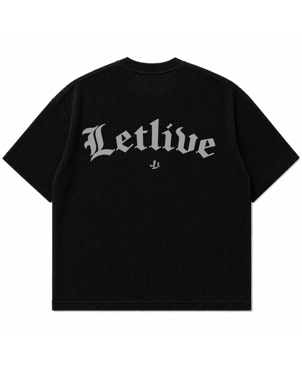 Black waffle boxy fit Back Design