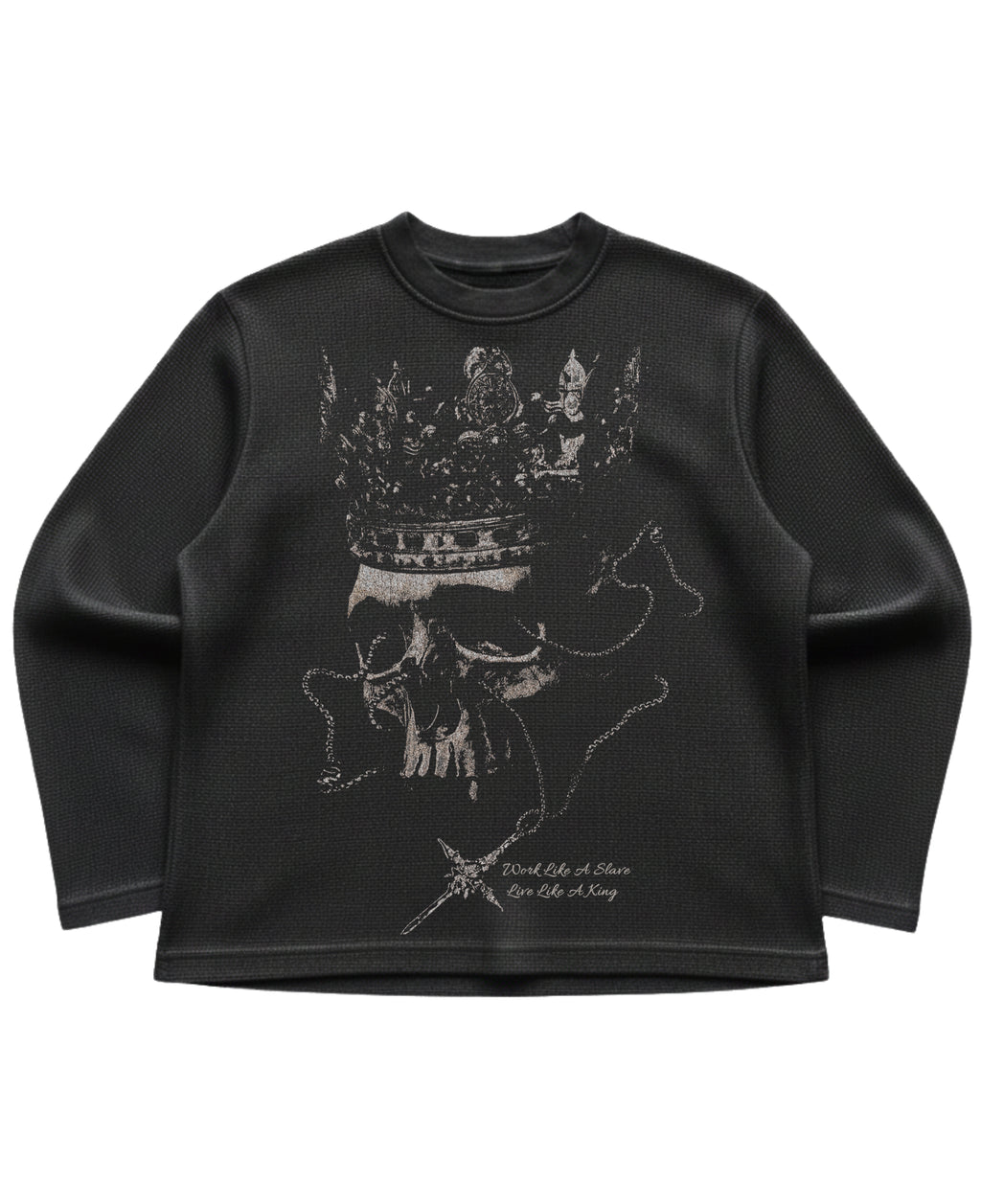 Black waffle knit oversized full-sleeve Front Design