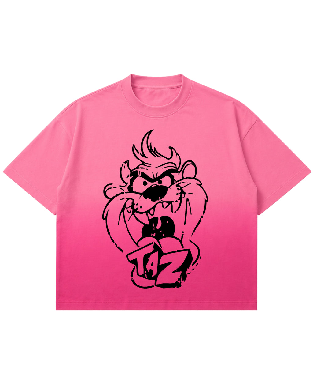 Pink Sunfade Ombré Wash Boxy Fit T-shirt Front Design