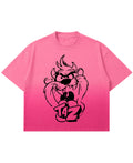 Pink Sunfade Ombré Wash Boxy Fit T-shirt Front Design