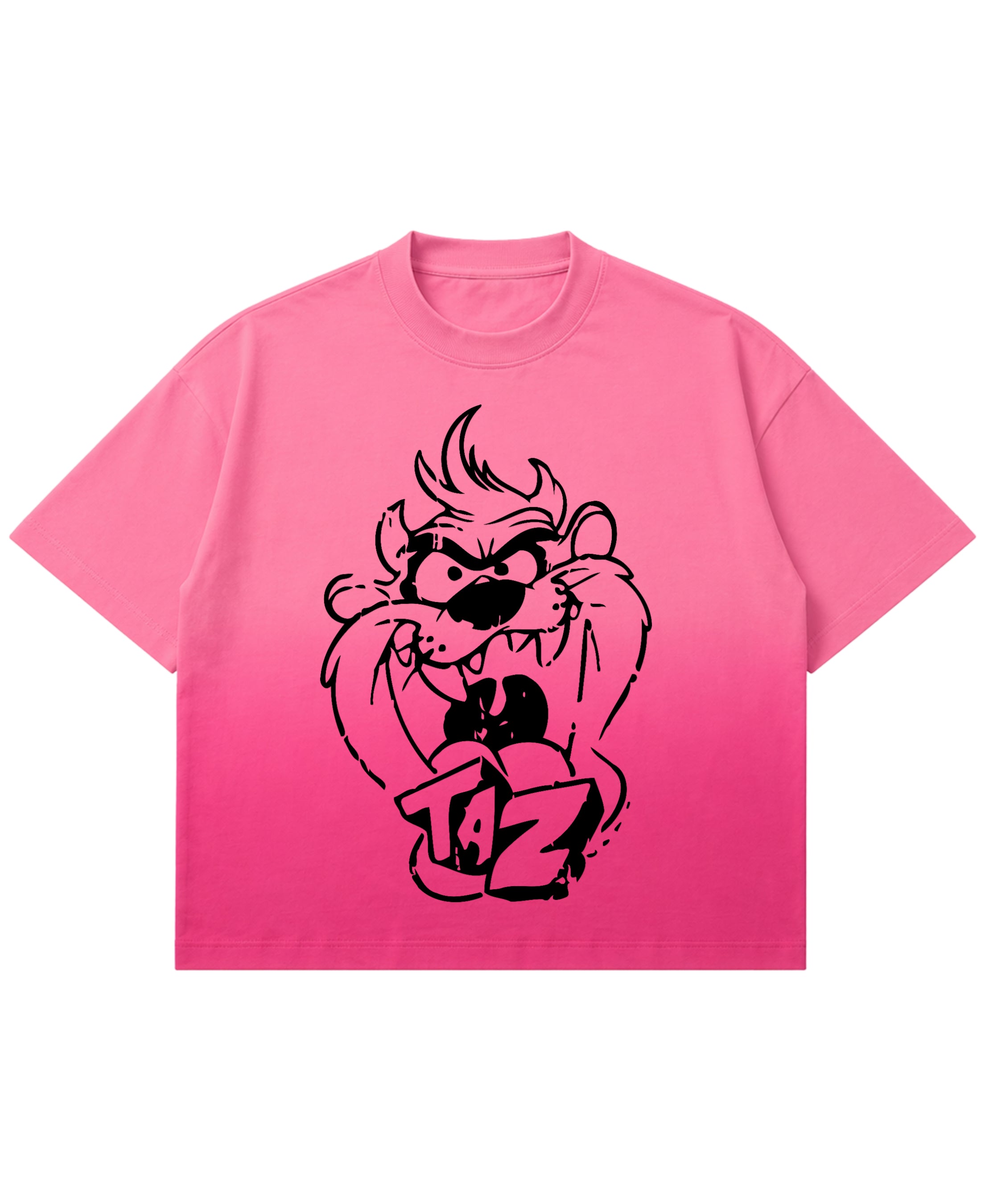 Pink Sunfade Ombré Wash Boxy Fit T-shirt Front Design