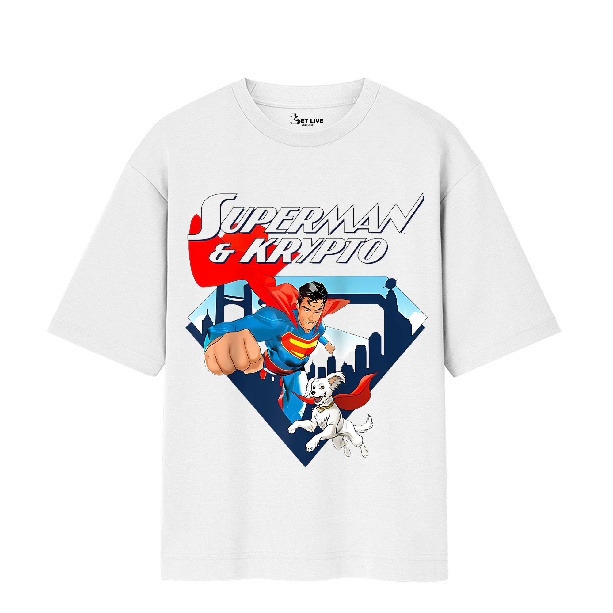 SUPERMAN AND KRYPTO OVERSIZED T-SHIRT