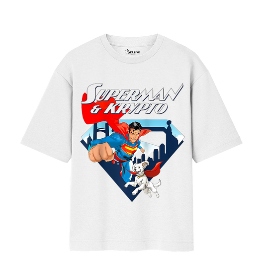 SUPERMAN AND KRYPTO OVERSIZED T-SHIRT